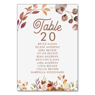 Numéro De Table Floral Fall in Love Mariage