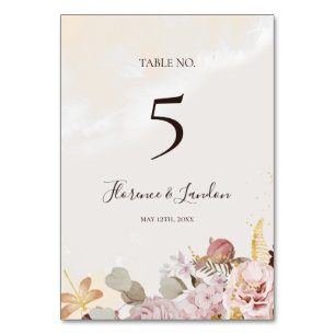 Numéro De Table Floral flush moderne   Numéro de tableau aquarelle