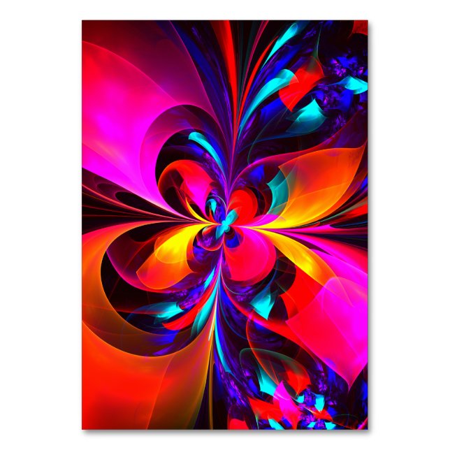 Numéro De Table Floral moderne Art Abstrait Rouge Bleu Motif #07 (Par défaut)