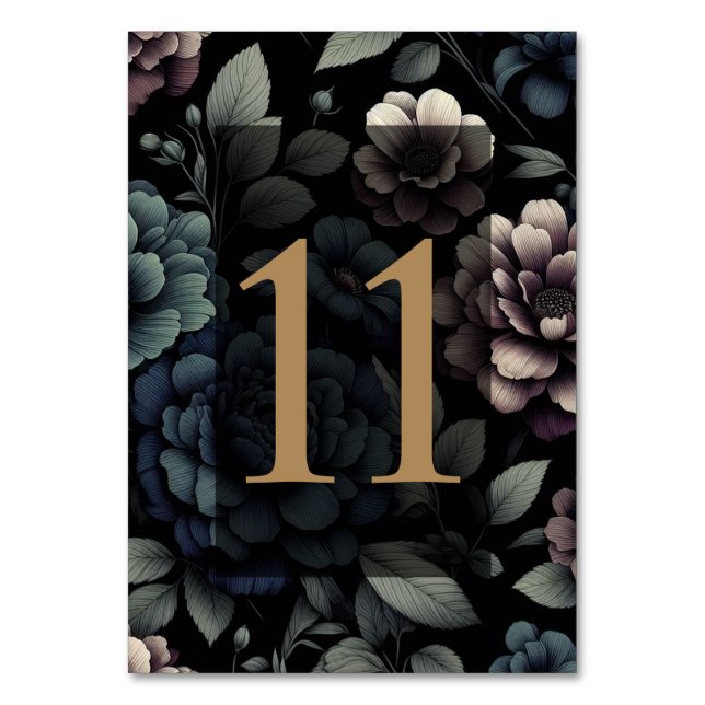 Numéro De Table Floral Moody bleu Tableau 11 (Par défaut)