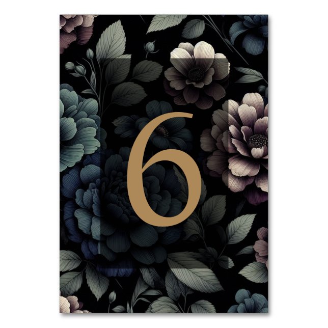 Numéro De Table Floral Moody bleu Tableau 6 (Par défaut)