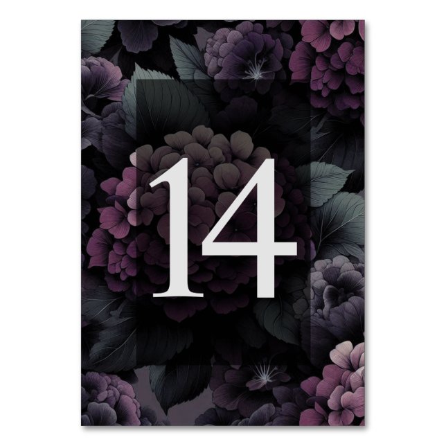 Numéro De Table Floral Moody violet Tableau 14 (Par défaut)