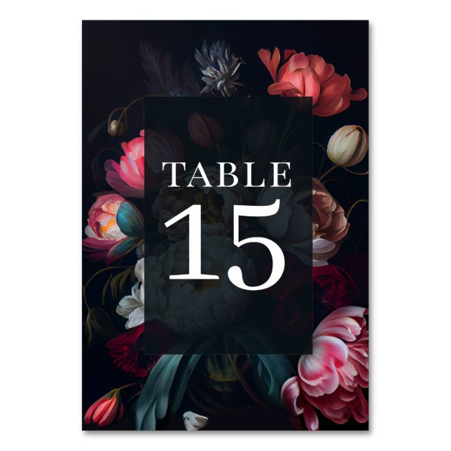 Numéro de table floral peint à la main Pivoine Lun (Par défaut)