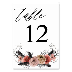 Numéro de table floral rose et noir Halloween