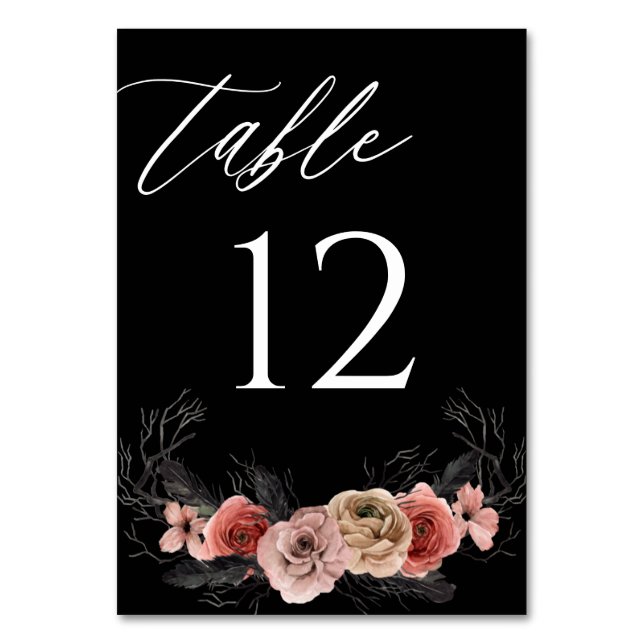 Numéro de table floral rose et noir Halloween - No (Par défaut)