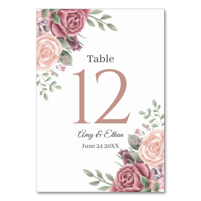 Numéro De Table Floral Rose roux (Par défaut)