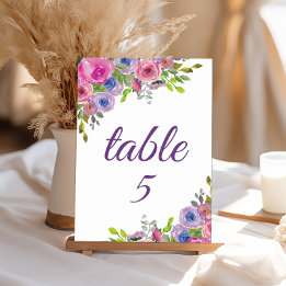 Numéro de table floral rose violet