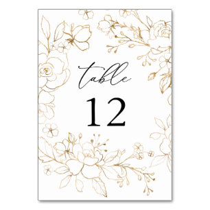 Numéro de table florale dorée