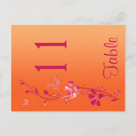 Numéro de table florale rose et orange à deux côté
