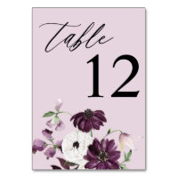 Numéro de table florale violet et blanc - Lavande