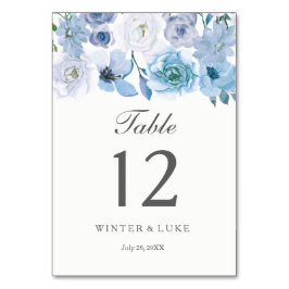 Numéro De Table Florales d'hiver : Bleu Blanc Mariage Numéro de ta