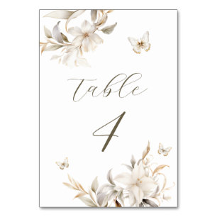 Numéro De Table Florales d'hiver en argent blanc Quinceañera