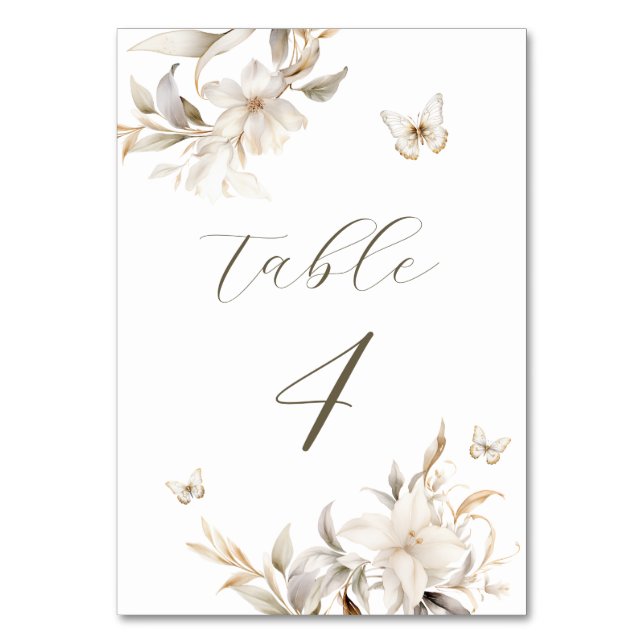 Numéro De Table Florales d'hiver en argent blanc Quinceañera (Par défaut)