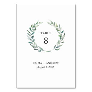 Numéro De Table Foliage de la couronne d'aquarelle botanique