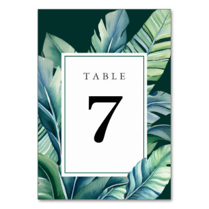 Numéro De Table Foliage exotique Feuille sauvage et tropicale Vert