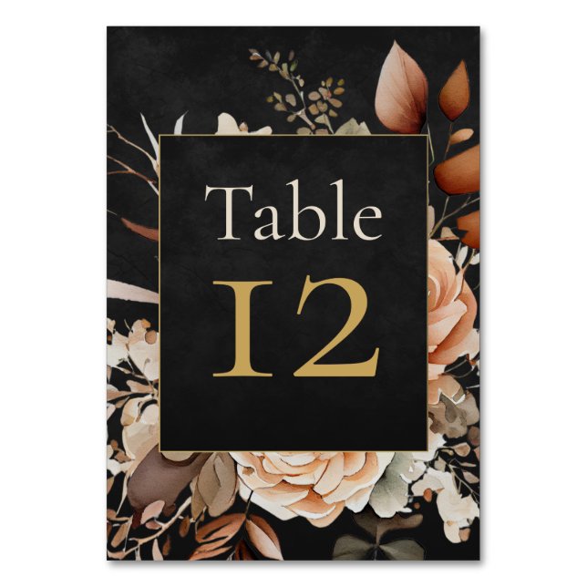 Numéro De Table Forest Witch Black Floral Wedding Table Number (Par défaut)