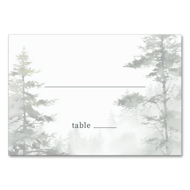 Numéro De Table Forêt brumeuse grise sereine (Devant)