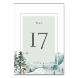 Numéro De Table Forêt de bois d'aquarelle