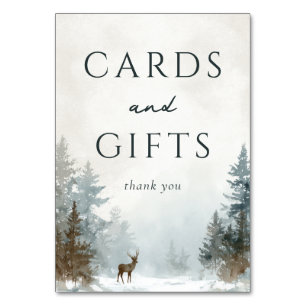 Numéro De Table Forêt de cerfs aquarelle blanche tranquille