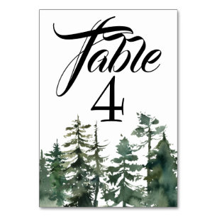 Numéro De Table Forêt de pins du Pacifique Nord-Ouest aquarelle