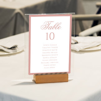 Numéro De Table Formal Classic Dusty Rose Wedding Seating Chart