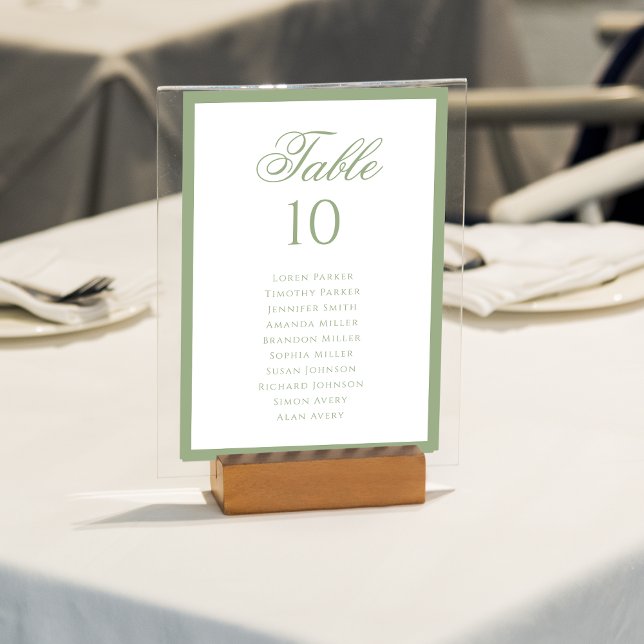 Numéro De Table Formal Classic Sage Green Wedding Seating Chart (Créateur téléchargé)