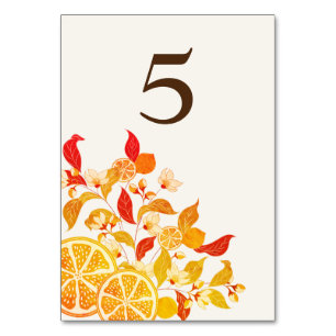 Numéro De Table Fraîcheur Citrus Foliage Mariage