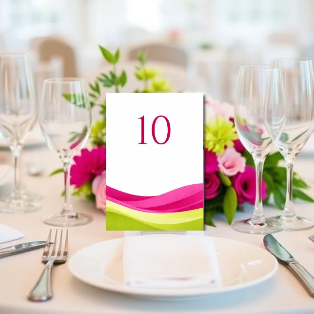 Numéro De Table Fuchsia and Lime Green Wedding Table Number (Fuchsia and Lime Green Wedding Table Number )