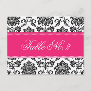 Numéro de table Fuchsia Mariage damassé