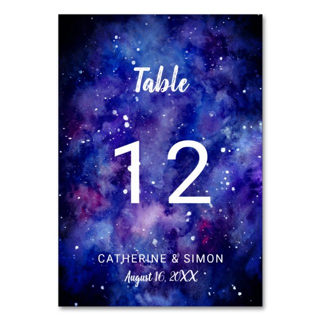 Numéro De Table Galaxie de l'aquarelle nuit étoilée constellation  (Par défaut)