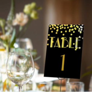 Numéro De Table Gatsby & Glam Black & Gold Mariage Suite