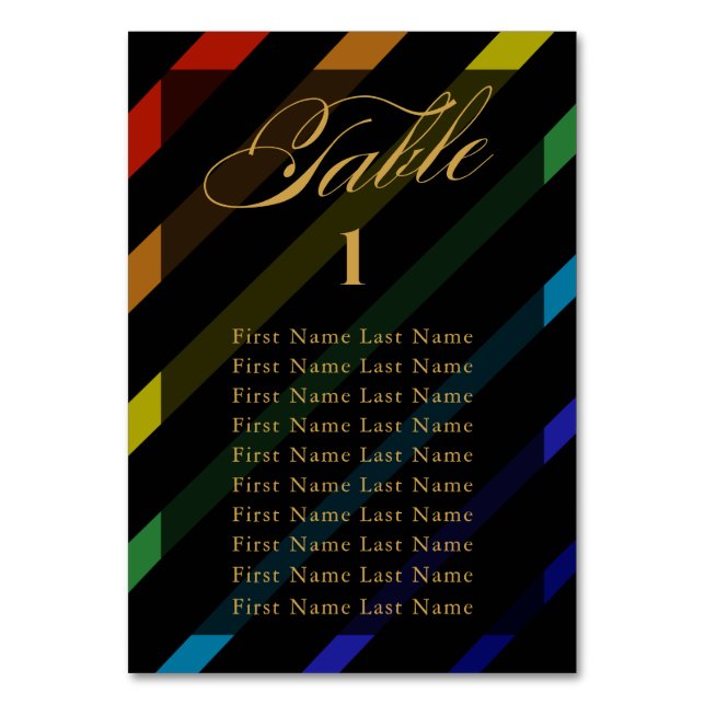 Numéro De Table Gay Men Wedding Elegant Rainbow Name (Par défaut)