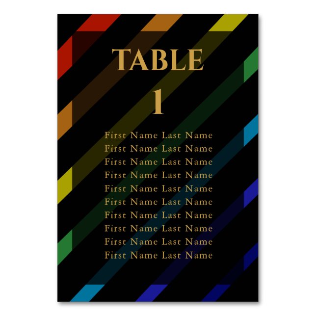 Numéro De Table Gay Men Wedding Elegant Rainbow Name (Par défaut)