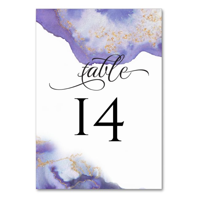 Numéro De Table Géode d'aquarelle Améthyste moderne BarefootBride™ (Par défaut)