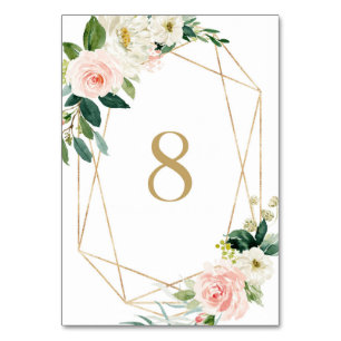 Numéro De Table Geometric Watercolor Fleurs de Printemps Table 8 M