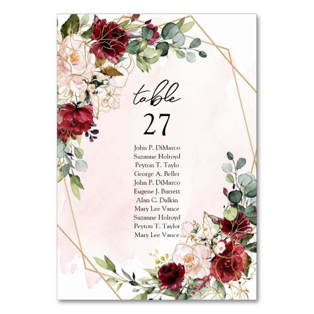 Numéro de table géométrique moderne bordeaux flora (Par défaut)