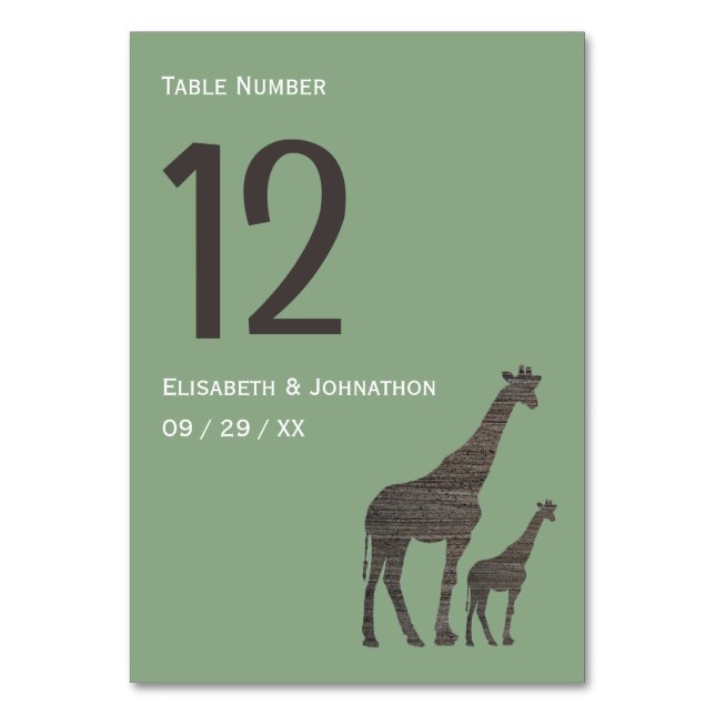 Numéro De Table Giraffe Safari d'argile, Mariage rustique (Par défaut)