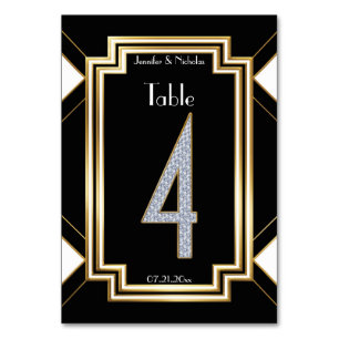 Numéro De Table Glam Art Deco Diamond Mariage Table Numéro Quatre