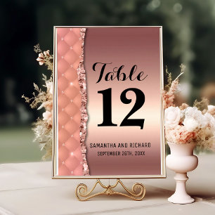 Numéro De Table Glam Rose Gold Parties scintillant déchiré métal