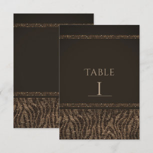 Numéro de table glamour or marron scintillant zèbr