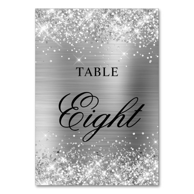 Numéro De Table Glitterie Silver Foil Fancy Classic Calligraphie (Par défaut)