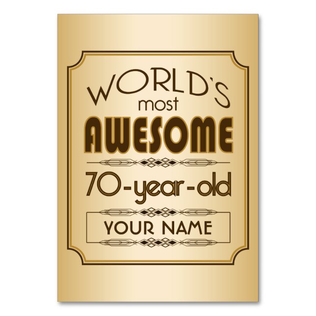 Numéro De Table Gold 70th Anniversaire Célébration Monde meilleur  (Dos)