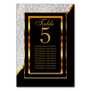 Numéro De Table Gold and Black with White Glitter