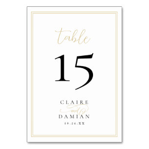 Numéro De Table Gold Black Simple Elegance Romantique Script Maria