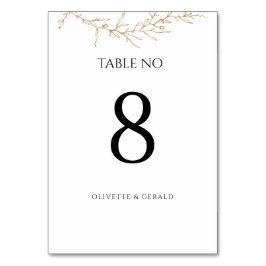 Numéro De Table Gold Botanical Floral Moderne Minimal