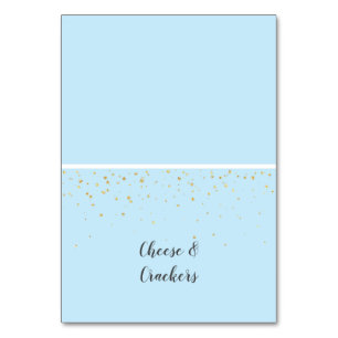 Numéro De Table Gold Confetti Blue Baby shower Buffet Étiquettes a
