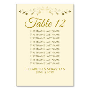 Numéro De Table Gold & Cream Simple Elgant Mariage Tableau de sièg