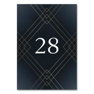 Numéro De Table Gold Dark Navy Elegance Diamond Geo Deco Mariage