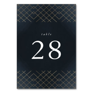 Numéro De Table Gold Dark Navy Elegance Diamond Geo Deco Mariage