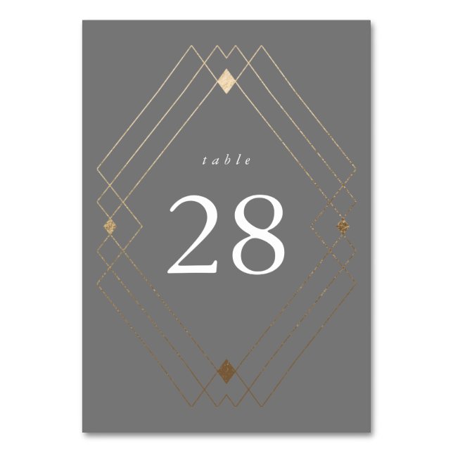 Numéro De Table Gold Diamond Gris Géométrique Mariage Gatsby (Par défaut)